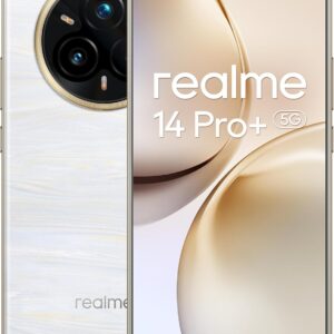 realme 14 Pro+ Smartphone 5G, bianco, fotocamera Sony OIS Periscopica 3X, design che cambia colore sensibile al freddo,batteria 5260 mAh,18GB(8+10expansione)+256GB,IP69,Nessun adattatore