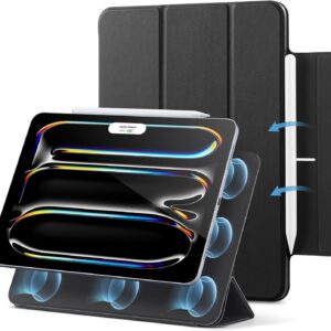 ESR Cover per iPad Pro 11″ M4 2024 (5a Generazione), Custodia Magnetica con Supporto Trifold, Aggancio Magnetico, Supporto per Pencil Pro/USB-C, Auto Attivazione/Standby, Protezione Durevole, Nero