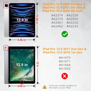 FINTIE Custodia per iPad Pro 12.9″ (6a Generazione 2022) – [Built-in Pencil Holder] Antiurto Sottile Case Posteriore Trasparente Cover per iPad Pro 12.9″ 2021/2020/2018, Lilla Marble