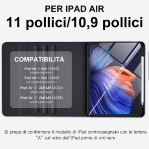 Vobafe Cover con Tastiera iPad Air 11 M3 M2 2025 2024/Air 5 4 Generazione(10,9 Pollici), Retroilluminazione a 7 Colori, Tastiera Staccabile Senza Fili, con Portapenna, Layout Italiano, Lavanda