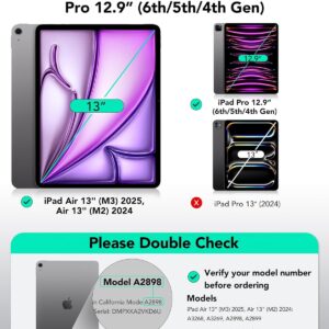 ESR Cover per iPad Air 13 M3/M2 (2025/2024),iPad Pro 12.9 6/5/4th Gen,Custodia Magnetica con Supporto Trifold,Aggancio Magnetico,Supporto Pencil Pro/Pencil USB-C,Auto Attivazione/Standby,Viola Chiara