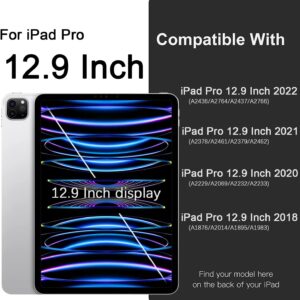 Vobafe Custodia Compatibile con Cover iPad PRO 12.9 6a/5a/4a/3a Generazione, Cover Posteriore Flessibile in TPU con Portamatite per iPad PRO 12.9 2022/2021/2020/2018, Nero