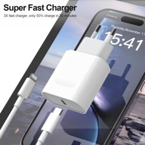 Caricatore for iPhone 14/14 Pro/14 Pro Max/14 Plus/13/12/11/XS/XR/X/SE, USB C Rapido Caricabatterie with 2M Cavo Spina Adattatore Alimentatore Presa Carica Muro Ricarica Trefard