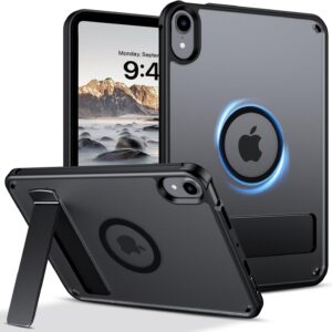 GUAGUA Custodia per iPad mini 7 (A17 Pro) 2024, iPad mini 6 (6th Generation) 2021 [Compatibile con MagSafe] con supporto magnetico opaco traslucido, antiurto sottile, (8,3”), colore nero