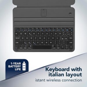 Cellularline Custodia Keyboard Case con Tastiera Wireless Integrata, Layout Italiano QWERTY, Compatibile con iPad fino a 11″, Sistema Magnetico, Modalità Sleep, Funzione Stand, Nero