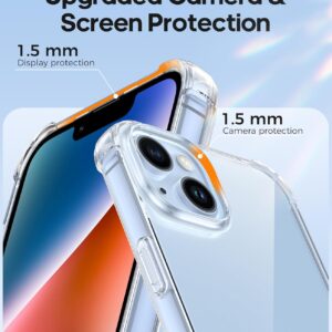 FLLAO 4 in 1 Cover per iPhone 14 Custodia con 2 Pellicola Vetro Temperato e 1 Fotocamera Protettiva, [Cuscino d’aria integrato] Antiurto Antigraffio Morbido TPU Bumper Protection Cover iPhone 14