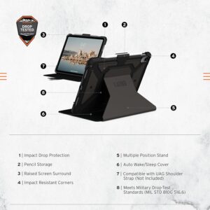 Urban Armor Gear Metropolis SE Custodia protettiva Apple iPad 10.9” (10a generazione 2022) Cover [Apple Pencil Supporto, Resistente alle cadute, Funzione Wake/Sleep] nero