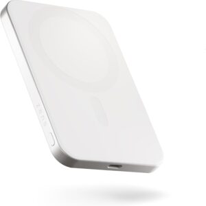 Zens Slim Aluminium Power Bank Qi2 5k mAh, Caricatore Wireless MagSafe da 15 W per iPhone Air/17/16/15/14/13/12 e AirPods, Cavo USB C-C da 30 cm Incluso, Bianca