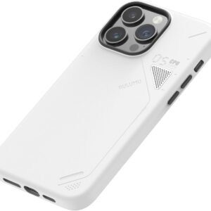 Aulumu A05 Pelle Vegan per iPhone 14 Pro Max Cover Magnetica [Finestra di Raffreddamento Unica] – Compatibile con Magsafe [Metallo Individual Pulsanti] Antiurto Anti-Graffio Custodia, Bianco