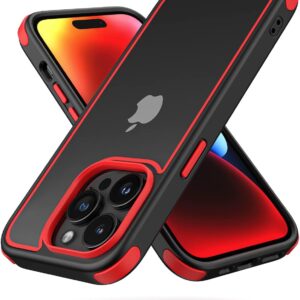 MobNano for cover iPhone 14 Pro, cover colorata per iPhone 14 Pro, Protezione Antiurto di Livello Militare, Retro Resistente ai Graffi, Custodia iPhone – Nero/Rosso