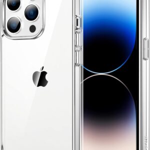 JETech Cover per iPhone 14 Pro Max 6,7 Pollici, Anti Ingiallimento Custodia con Antiurto, Anti-Graffio e Retro Trasparente (Trasparente)
