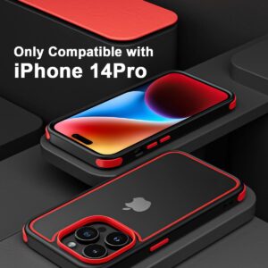 MobNano for cover iPhone 14 Pro, cover colorata per iPhone 14 Pro, Protezione Antiurto di Livello Militare, Retro Resistente ai Graffi, Custodia iPhone – Nero/Rosso