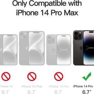 JETech Cover Magnetica per iPhone 14 Pro Max 6,7 Pollici Compatibile con MagSafe, Custodia Traslucida Opaca Posteriore Sottile Antiurto (Nero)