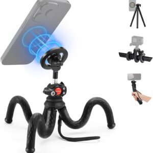 NEEWER Treppiede Telefono Flessibile Magnetico Compatibile con Magsafe iPhone 15 Pro Max 14 Serie Android, Mini Phone Tripod da Vlog con Testa a Sfera per Passeggino Bici Moto Oggetti Tubolari, TP33