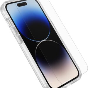 OtterBox Bundle per iPhone 14 PRO Cover Symmetry Clear Testata 3X vs Le Norme Anti Caduta Mil-Std 810G + Protezione Schermo Vetro Alpha con 3X Tecnologia Anti Graffio