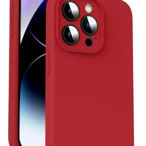 Supdeal Custodia in Silicone Liquido per iPhone 14 Pro, [Protezione Fotocamera] [Anti-Impronta Digitale] [Ricarica Wireless], Scatola in Microfibra Incorporata, 6,1″, Rosso