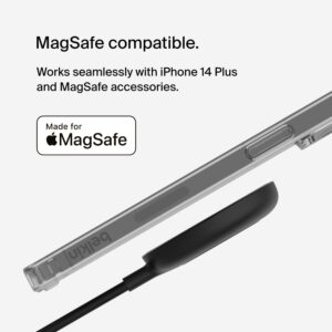 Belkin Custodia Per Iphone 14 Plus Compatibile Con La Ricarica Wireless Magsafe, Cover Magnetica Per Iphone 14 Con Magneti Integrati E Bordi Rialzati Per La Protezione Della Fotocamera, Trasparente