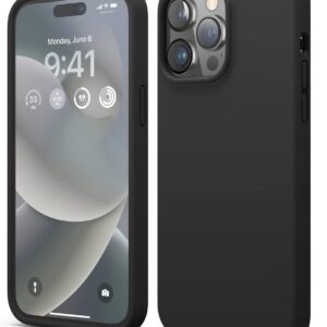 elago Cover Silicone Liquido Custodia Compatibile con iPhone 14 Pro Max Case (6.7″), Silicone Premium, Protezione – Cover Antiurto a 4 Strati, Custodia Morbida Microfibra Antigraffio (Nero)