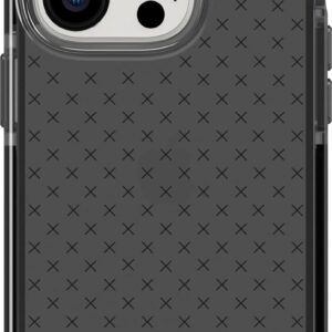 tech21 iPhone 14 Pro Evo Check – Custodia protettiva antiurto e sottile, con protezione FlexShock Multi-Drop da 5,5 m e pulsanti extra, colore: nero fumo