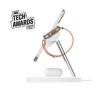 Belkin Caricabatterie wireless 3 in 1 con MagSafe, caricatore wireless rapida per iPhone (15 W) e per Apple Watch, stazione di ricarica per iPhone 15, 14, 13, 12, Apple Watch e AirPods – bianco
