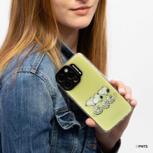 case&me cover per iPhone 14 Pro Max a tema Peanuts, cover iPhone Snoopy, protezione della fotocamera, tasti protetti, verde
