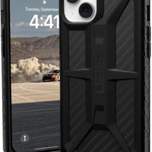 Urban Armor Gear UAG Monarch Custodia compatibile Apple iPhone 14 Plus [Compatibile con la ricarica wireless, protezione standard militare a 5 strati, bordi rialzati] Nero/Carbon