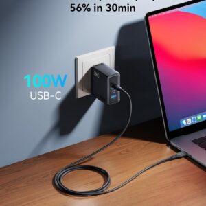 INIU 100W USB C Caricatore, GaN Multiplo Presa USBC Caricabatterie, Alimentatore Rapido Compatto con Cavo per MacBook Pro Air iPad, iPhone 17 16 15 Pro Max, Samsung S25 S24 Ultra, Switch 2, Xiaomi 15