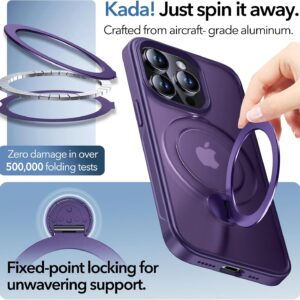 Anqrp Design per iPhone 14 Pro Custodia con supporto magnetico regolabile a 360°, compatibile con Mag, Custodia antiscivolo per iPhone 14 Pro protettiva robusta di grado militare, Viola