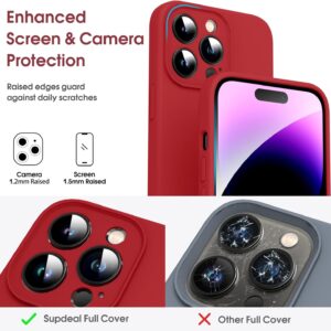 Supdeal Custodia in Silicone Liquido per iPhone 14 Pro, [Protezione Fotocamera] [Anti-Impronta Digitale] [Ricarica Wireless], Scatola in Microfibra Incorporata, 6,1″, Rosso
