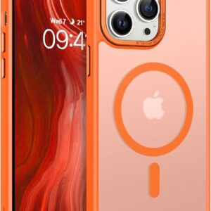 BENTOBEN Cover per iPhone 14 Pro Max Magnetica Custodia con protezione antiurto militare, retro opaco graffiato, traslucido, morbido per la pelle, custodia iPhone 14 Pro Max 6,7 pollici, arancione