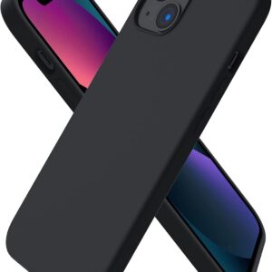 ORNARTO Custodia Compatibile con iPhone 13 Cover 6,1”, Protezione Completa Cover Sottile in Silicone Liquido in Gomma Gel Morbida con Fodera in Microfibra 6,1 pollici-Mezzanotte