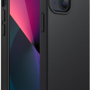 JETech Cover in Silicone per iPhone 13 6,1 Pollici, Custodia Protettiva per Tutto il Corpo Morbida al Tatto, Copertura Antiurto con Fodera in Microfibra (Nero)