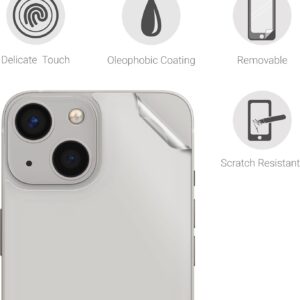 kwmobile 3x Pellicola Protettiva Posteriore Compatibile con Apple iPhone 13 / iPhone 14 – Pellicola Protezione Trasparente Retro Smartphone – Film Protettivo Antigraffio