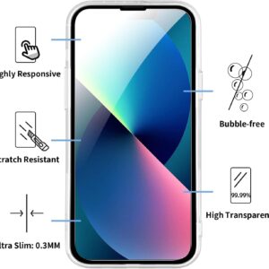 NEW’C Cover per iPhone 13 (6,1 Pollici) Gel TPU in silicone custodia ultra trasparente e 2 × vetro temperato per iPhone 13 (6,1 Pollici), Pellicola proteggi schermo