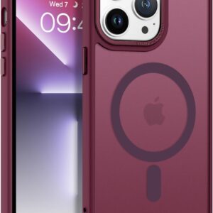GaoBao Cover per iPhone 13 Pro 6,1” [Compatibile con Magsafe] Custodia Opaco Magnetica Sottile e Traslucida, Protezione Antiurto e Antigoccia, Protettiva Anti-Improntaper (Bordeaux)