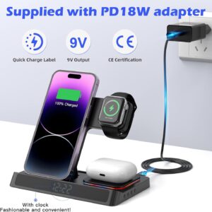 Caricatore wireless 4 in 1 Caricatore per iPhone 16 15 14 13 12 11 Pro SE X XS XR & Watch 9 8 7 6 SE 5 4 3 2,Ricarica Wireless Per i-Watch Ultra 9 8 7 6 SE 5 4 3 Wireless earphones 3/Pro 2