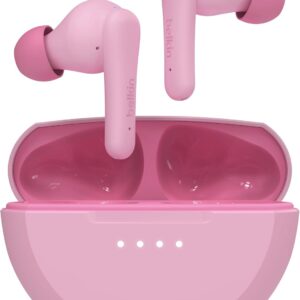 Belkin SoundForm Nano 2 Auricolari Bluetooth per bambini con microfono, batteria di 28 ore, volume sicuro di 85 dB, resistenza all’acqua (IPX5), auricolari Bluetooth per iPhone, iPad, Galaxy – Rosa