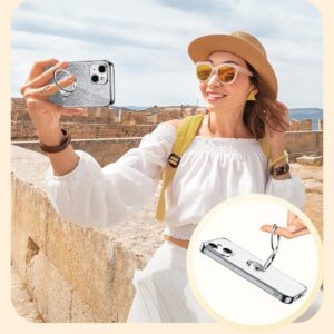 XYZ Custodia per iPhone 14 Plus con supporto, custodia per telefono con cavalletto a doppio anello, donne e ragazze Bling lusso glitter trasparente custodia per telefono cover cuore per iPhone 14