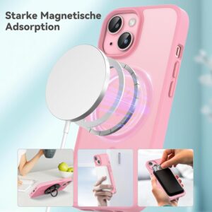 Magnetica Cover per iPhone 13/iPhone 14 Compatibile con MagSafe Custodia Traslucida Opaca Posteriore, Antiurto Anti-impronta Resistente ai Graffi Protettiva Case,Rosa