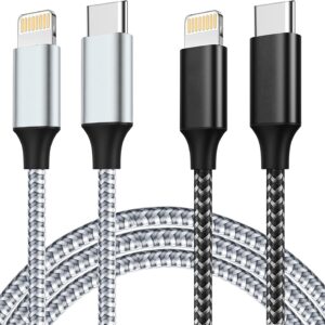 IDISON Cavo iphone usb c 2Pezzi[1M+2M],[Certificato MFi] Cavo usb c Lightning Rapida 27W,3A Nylon Cavo Lightning usb c Caricatore per iPhone 14/13/12 Mini/11 Pro/11 Pro Max/11/SE 2020/XR/XS/X/8/8 Plus