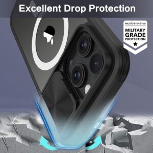 VENINGO Cover per iPhone 14 Pro Max 6,7″, copertura per obiettivo scorrevole, protezione fotocamera, cover iPhone 14 Pro Max compatibile con MagSafe, custodia in TPU antiurto antiscivolo, colore: Nero