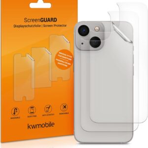 kwmobile 3x Pellicola Protettiva Posteriore Compatibile con Apple iPhone 13 / iPhone 14 – Pellicola Protezione Trasparente Retro Smartphone – Film Protettivo Antigraffio