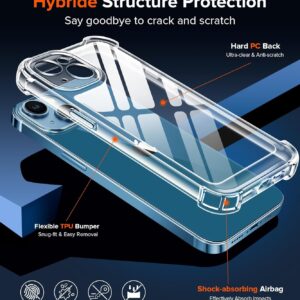 iVoler Anti Ingiallimento Chiaro Cover Case per iPhone 13 6.1 Pollici, [Antiurto di Grado Militare] Custodia Sottile Trasparente per Assorbimento degli Urti con Paraurti in TPU Morbido