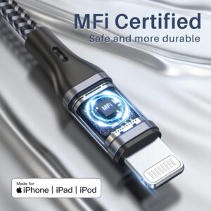 RAVIAD Cavo iPhone, [Certificato MFi] 1.2M Caricabatterie iPhone Carica Rapida Nylon Cavo Lightning per Phone 14/13/12/11/Pro/Pro Max/X/XS/XS Max/XR/8/8 Plus/7/7 Plus/6s/6s Plus/6/6 Plus/5/5c