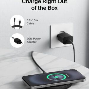 Belkin Pad di ricarica wireless (15 W), caricabatterie Qi per Apple iPhone 16, iPhone 15/14/13 serie, AirPods, Samsung Galaxy S25, Galaxy S24, Pixel – incl. alimentatore e cavo – Nero
