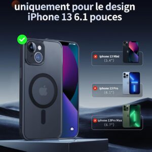 FLLAO Cover Magnetica per iPhone 13 Custodia e 2 Pellicole in Vetro Temperato, Compatibile con Magsafe, Traslucida Opaca Posteriore Sottile Antiurto Protettiva Case, Nero