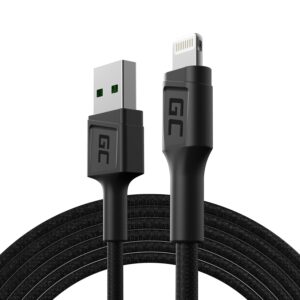 Green Cell Cavo USB-A – Lightning 2m Cavo di ricarica noir compatibile con Apple iPhone 14 13 12 11 SE Pro Max X XR XS Max 8 7 Plus 6 6S 5 5C Plus | iPad Air/Pro/Mini | iPod