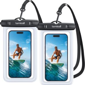 Lamicall Custodia Impermeabile Smartphone – [2 Pezzi] IPX8 Custodia Subacquea Smartphone, Cordino Staccabile e Regolabile, Borsa Impermeabile per iPhone 17 16 15 14 13 12, Samsung, Huawei, fino a 7”