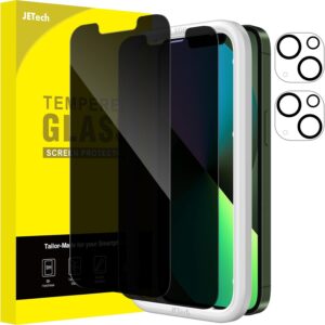 JETech Privacy Pellicola Protettiva per iPhone 13 mini 5,4 Pollici con Protezione Obiettivo Fotocamera, Anti Spy Vetro Temperato Film, Strumento di Installazione, Pacco da 2 Ciascuno