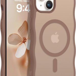 BENTOBEN Custodia per iPhone 13 Mini 5.4″ [Compatible with Mag-Safe] Wave Sottile Carino Attivato con Magnetico Opaco Anti Impronta Case Case Case Sottile Antiurto Titanio Deserto Sabbia